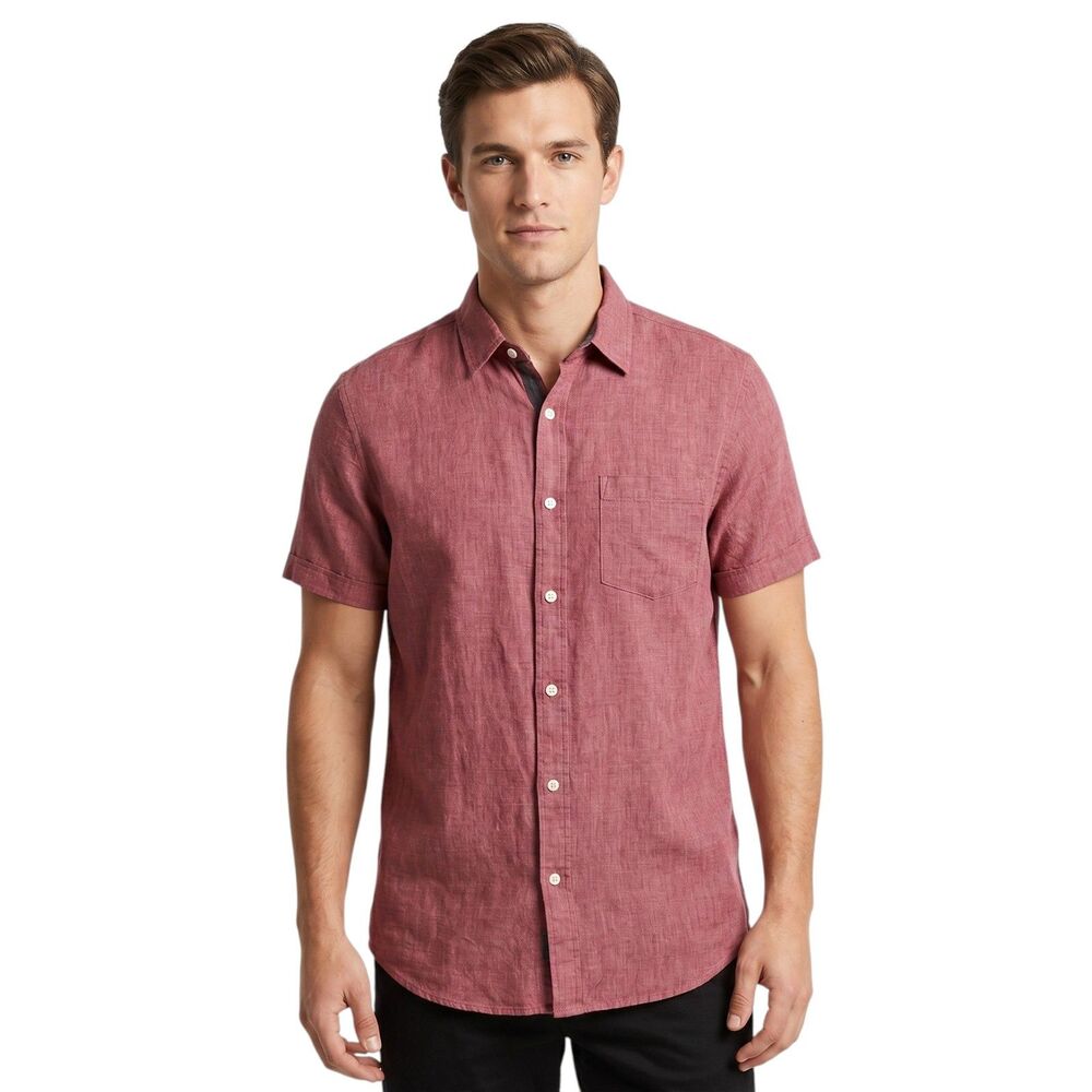Hawker Rye Slim Red Button-Down Shirt Large